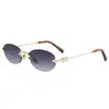 Ottoman 2025 Nuevo Modelo 63008 Gafas de Sol Ovaladas Sin Montura Luz Azul Anti-Espejo Plano Elegantes para Mujer