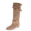 Fivela de cinto estilo retrô, ousada, botas de montaria de bico quadrado, botas longas, coleção outono/inverno 2026, efeito emagrecedor, botas de salto alto da moda para mulheres