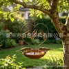 Bestseller transfronterizo: Escultura de hierro con forma de corazón colgante oxidado con tres comederos para pájaros, accesorio decorativo colgante para jardín y patio