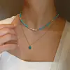 Collar de Piedra Natural Color Cobre Perla de Agua Dulce Cadena para Clavícula Simple de Gama Alta Nicho Retro Versátil Adorno para Mujeres