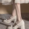 Zapatos de Tacón Alto Delicados de Hada para Mujer 2025 Nuevos Zapatos de Boda de Tacón Grueso Combinación con Vestido Falda para Dama de Honor Zapatos Mary Jane para Mujer