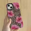 Capa de Celular Personalizada com Estampa de Leopardo e Flor de Hibisco, Design Color-Blocking Estilo Garota Spicy, À Prova de Choque e Resistente ao Desgaste com Proteção Total nas Bordas, Compatível com Apple