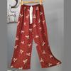 Pantalones de Pijama de Algodón Finos de Verano para Mujer con Estampado de Dibujos Animados, Pantalones de Pierna Ancha para Mujeres Embarazadas, Tallas Grandes, Adecuados para Usar Afuera, Pantalones Largos de Algodón, Exportación
