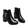 2026 Nuevo Estilo Zapatos de Algodón con Felpa Plus Zapatos para Mujer con Tacón Grueso Suela Suave Zapatos para Madre Invierno Cálidos Zapatos de Piel Botas de Piel Suave para Mujer con Felpa Plus