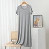 Vestido de manga curta modal feminino verão saia fina solta plus size uso externo gola redonda saia de fundo vestido casual para casa