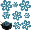 Juego de Posavasos de Fieltro Hueco Floral Azules para Cocina del Hogar, Posavasos para Tazón, Posavasos para Plato, Decoración de Fiesta, Manteles Individuales de Varios Tamaños