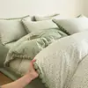 Juego de Cama de Algodón 100% de Alta Gama Nantong de Cuatro Piezas, Nueva Funda de Edredón de Algodón Puro, Sábana Ajustable, Sábana Plana, Juego de Tres Piezas, Funda de Colcha, Juego de Cama 4