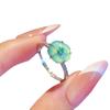 Novo Anel de Flor Doce Estilo Chinês Imitação de Jade, Elegante e Branco, Zircônia Microcravejada, Anel Ajustável para Dedo Indicador, Retrô e Versátil