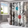 Cortina de ducha serie flores de madera transfronteriza, partición de separación de seco y húmedo para baño del hogar, cortina de ducha con impresión digital, cortina de ducha impermeable