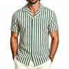 Camisa a Cuadros Retro Americana de Manga Corta Cuello Cubano para Hombre Camisa Casual Holgada de Manga Corta Camisa con Caída Resistente a las Arrugas para Hombre