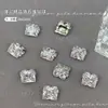 Accesorios Premium de Zirconia Blanca Transparente Deslumbrantes Bolas de Diamante Apiladas Artesanales Diamantes de Uñas tipo Dulce de Roca Cuadrado Grueso Huevo de Paloma