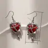 Aretes Punk Creativos Transfronterizos Europeos y Americanos Corazón Encarcelado Lava Amor Sangre Marea para Mujer Venta al Mayoreo