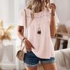 Camisa Feminina Transfronteiriça Kaikuo Amazon Primavera/Verão 2026 Comércio Exterior Casual Cor Sólida Gola Redonda Manga Curta