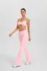 Conjunto de yoga de 2 piezas ZORAdfyne con sujetador de cuello halter y pantalones acampanados, conjunto deportivo para mujer completamente mate