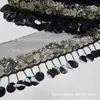 6cm Xinjiang Lentejuela Negro Oro DIY Malla de Lentejuelas Puño Encaje Falda Dobladillo Cinta Encaje Accesorios Decoración