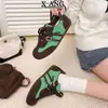 Zapatos de Entrenamiento Alemanes Retro de Cuero con Parches de Colores para Mujer 2026 Otoño Invierno Nuevos Zapatos Deportivos Casuales Versátiles Zapatos Forrest Gump