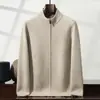 Otoño e Invierno Nuevo Suéter de Cachemira de Montaña de Cuello Medio Alto Cárdigan de Punto para Hombre Chaqueta Gruesa de Doble Capa con Cremallera Holgada para Combinar con Todo