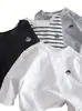 Camiseta Estilosa de Ursinho Cartoon Solta para Meninos e Meninas, Camisa Base Listrada de Manga Longa para Primavera e Outono para Crianças Pequenas