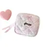 Bolsa de Almacenamiento Acolchada Floral Estilo Coreano, Neceser Cuadrado Mini con Lazo, Porta Lápiz Labial Portátil Femenino