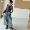 Conjunto de Ropa de Otoño para Niñas 2026 Nuevo Estilo para Niños Mayores, Camiseta de Manga Larga Rayada de Dos Piezas Sintéticas y Jeans Conjunto de Dos Piezas para Niños