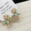 Pendientes de Flor de Perla Estilo Bosque Fresco Pequeño Pintura al Óleo Moda para Mujer Pendientes Artísticos Pendientes Pequeños Dulces de Tachuela
