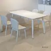 Mesa de Jantar de Rocha Branca Pura Cadeiras Casa Apartamento Pequeno Preto Puro Minimalista Luxo Leve Sensação de Alto Padrão Novo Estilo Mesa de Jantar Preta Pura Mesa de Jantar
