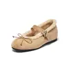 Zapatos Mary Jane Aogushi Dengrong para Mujer 2026 Nuevo Estilo Invierno Zapatos de Suela Gruesa Ocultos Zapatos de Algodón con Pelo y Lazo