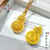 Tienda de Oro Mismo Estilo Oro Antiguo Hueco Filigrana Diamante Doble Cara Flor de Loto Calabaza Colgante Nuevo Estilo Chino Colgante de Calabaza