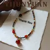 Nueva Moda Retro Versátil Estilo Étnico Collar de Cuentas de Ágata Roja Lujo Ligero Nicho Joyería Elegante de Gama Alta para Mujeres