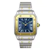 Nuevo Reloj Cuadrado para Hombre con Correa de Acero Sensación de Alta Gama Resistente al Agua Reloj de Cuarzo Reloj de Pulsera de Negocios para Hombre Transmisión en Vivo Venta al por Mayor