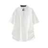 Nova Camiseta Masculina Simples Versátil Texturizada Color Block com Lapela Top Verão Solta Confortável Esportiva Casual Manga Curta
