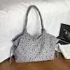 Bolsa de tela de mano con estrella estilo coreano para mujer, gran capacidad, estilo Ins, bolso de hombro moderno, estilo perezoso, bolsa de compras con estampado de leopardo para salir de compras