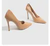 Zapatos de tacón alto con punta en punta, de una sola capa, con suela roja y tacón de aguja, para mujer.