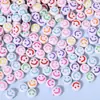Cuentas Redondas Planas de Acrílico con Caras Sonrientes de Colores Vivos Accesorios para Joyería DIY con Agujero Cuentas Sueltas Material para Pulseras y Collares de Niños
