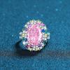 Série de doces Hairui anel aberto em formato de ovo de diamante de alto carbono rosa S925 prata esterlina anel de diamante de luxo leve feminino