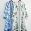 Aliexpress Exportación Transfronteriza Ropa Europea y Americana 2025 Verano Popular Estampado Un Botón Cuello en V Vestido Estilo Vacacional