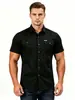 E-commerce Transfronteiriço Verão 2026 Masculino Camisa com Gola Lapela Botões Versátil Fashion Cor Sólida Corte Relaxado Manga Curta