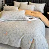 Conjunto de cama estampado em algodão escovado, espesso e quente, conjunto de três ou quatro peças em algodão puro, adequado para dormitórios e pousadas, disponível para dropshipping