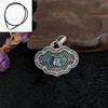 Collar de plata de ley 925 de estilo étnico para hombres y mujeres con colgante de candado Lotus Ruyi pintado en azul quemado, cadena de clavícula larga retro
