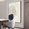 Sofá de Sala de Estar Cremoso Parede de Fundo Pintura Decorativa Estilo Nórdico Linhas Abstratas Murais de Corredor Hall de Entrada Pintura de Parede