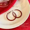 Pendientes Ancola Vino Tinto Estilo Hong Kong para Mujer, Pendientes Vintage con un Diseño de Aro Grande de Moda y Exagerado, Acero Inoxidable