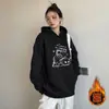 Sudadera con Capucha de Gato de Dibujos Animados Blanca y Gris para Mujer 2026 Nueva Otoño e Invierno Sudadera Estilo Coreano Conjunto Minimalista Top Chaqueta
