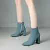 Botines cruzados de otoño e invierno para mujer con suela de goma, punta fina, antideslizantes, ligeros, cremallera lateral, tacón ultra alto, botas Martin de color liso versátiles