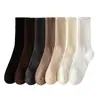 Calcetines de punto grueso de tubo alto para mujer, modernos, para primavera y otoño, calcetines largos blancos de tubo para mujer, calcetines Zhuji de color liso