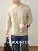 Camiseta de Manga Larga para Hombre de Modal Seda de Hielo Sensación de Nube Algodón Color Liso Delgado Primavera/Otoño Top Simple de Lujo Ligero 2026