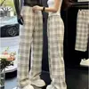 Pantalones a cuadros de estilo americano de corte limpio para hombre, forro polar de invierno, transpirables, de secado rápido, pantalones deportivos, pantalones casuales retro de pierna recta holgada