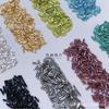 Serie de elementos minerales metálicos en espiral de 2 x 6 mm, cuentas de tubo cosidas a mano, accesorios para el cabello, accesorios para vestidos de baile latino hechos a mano.