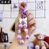 Llavero creativo de cuentas de color caramelo con forma de corazón para niña, con lazo de amor, llavero, bolso, colgante pequeño, venta al por mayor