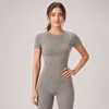 Estilo Europeu e Americano Cor Sólida Sensação Nua Secagem Rápida Manga Curta de Yoga Alta Elasticidade Fitness Manga Curta Corrida Esportes Yoga Roupa Conjunto de Duas Peças