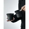 Taza de Café Colgante de Moda con Alto Valor Estético, Taza de Latte Negra Brillante Antiescaldante, Vaso de Vidrio para Agua Americano Helado de Hogar, Vaso para Bebidas Frías